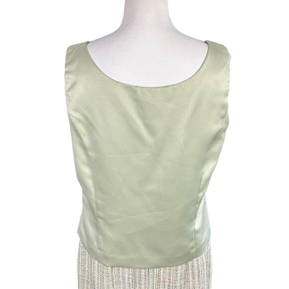 Positive Attitude Tweed 3 Pc Skirt Suit Women Petite Size 14 Light Green Classic - Picture 6 of 16